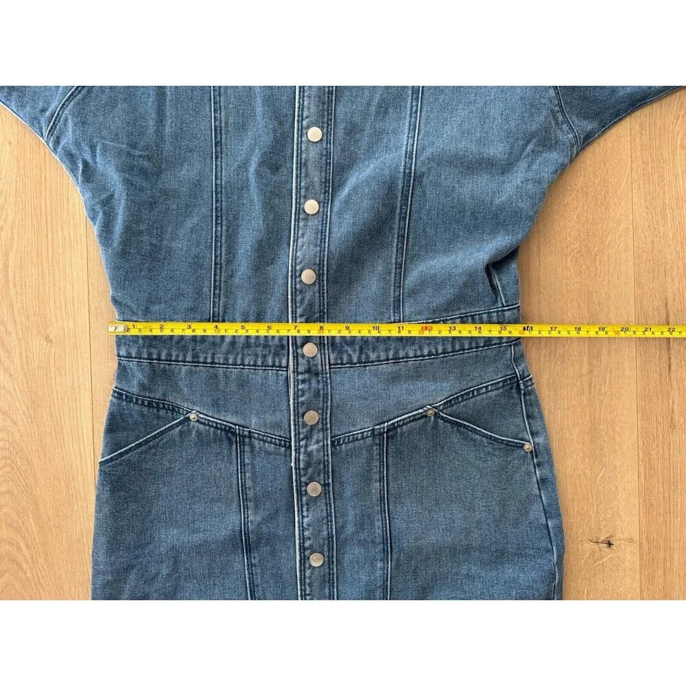 Gloria Vanderbilt Denim Dress Dolman Blue Buttons Pocket Short Sleeve Size 8